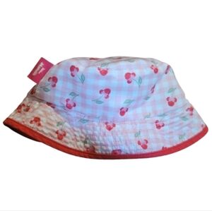 DISNEY JUNIOR MINNIE Red and White Bucket Hat with Cherry Design REVERSIBLE